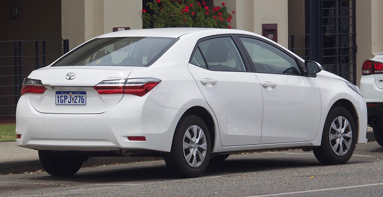 Toyota Corolla sedan, available as a rental replacement vehicle